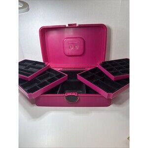 Vtg Caboodles Case 2420 Hot Pink 4 Fold Out Trays Travel Jewelry Makeup Crafts